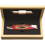 Red & White 1956 Chevrolet Collectable Folding Pocket Knife + Display Box 4446