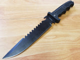13.5" Bowie Hunting Black Knife with Sawback and sheath - 4824