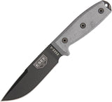 ESEE 9" Model 4 Carbon Plain Fixed Drop Pt Blade Black Handle