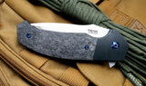 Pena Knives Mini Diesel Framelock Black Carbon Fiber Plain Folding Knife PE14