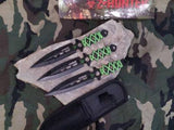 Z Hunter Zombie Triple Knife 3 PC Throwing Set 7.5" Green & Black - 0753