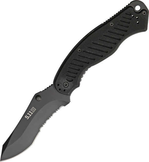 5.11 Tactical ARK Linerlock Stainless Recurve Partially Serrated Folding Blade Black Handle Knife
