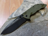 Real Steel E77  Green Folding Pocket Knife black stonewash Blade - 5113