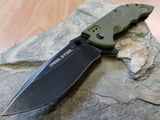 Real Steel E77  Green Folding Pocket Knife black stonewash Blade - 5113