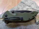 Real Steel E77  Green Folding Pocket Knife black stonewash Blade - 5113