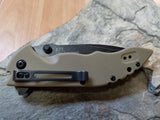 Real Steel E77  Coyote Folding Pocket Knife black stonewash Blade - 5114