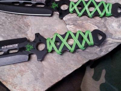 Z Hunter Black Green Cord Throwing Knife, Set of 3