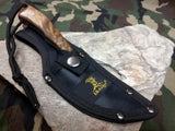 Elk Ridge Fixed Knife 7.6" Maple Burl Wood Recurve Edge Stainless Hunter - 547BW