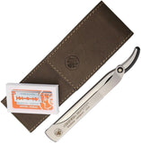 Dovo Shavette Barber Straight Shaving Razor w/ Brown Leather Case