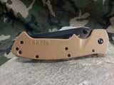 CRKT Crawford Kasper Linerlock Desert Brown Black Blade Plain Edge Folding Knife 6773db