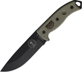 ESEE Model 5 Survival Escape Evasion Fixed Black Blade Green Handle Knife