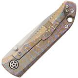 Komoran Bronze Titanium Framelock Glass Breaker U2X Steel Folding Knife 010