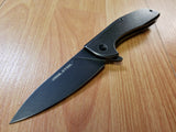 Real Steel E571  Black Knife - Stonewash Flipper Blade - 7132