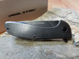 Real Steel E571  Black Knife - Stonewash Flipper Blade - 7132