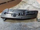Real Steel E571  Black Knife - Stonewash Flipper Blade - 7132