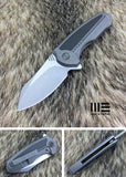 WE KNIFE Co. Valiant Frame Lock Folding Clip Pt Blade Gray Handle Knife 717H