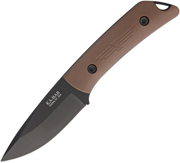 Ka-Bar Jarosz Globetrotter Brown Handle 1095 Cro-Van Steel Fixed Knife 