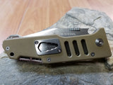 Real Steel  Coyote Brown Folding Linerlock Knife with Tan Handle - 7511