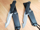 Survivor LOT of 2 Black Straight Full Tang GUTHOOK Hunting Knife NEW