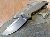 Real Steel H6 Linerlock Coyote Brown Stonewash Folding Pocket Knife 7764