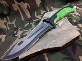 Survivor 12" Green Sawback Fixed Bowie Black Blade Knife 1/2 Serrated  -  791BG