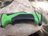 12" Green Fixed Satin Blade Bowie Knife - Sawback + Plain Edge - 792BG