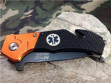 MTech Folding Tactical Assisted Tanto EMS Rescue Orange Knife - a836em