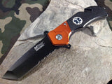 MTech Folding Tactical Assisted Tanto EMS Rescue Orange Knife - a836em