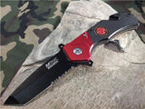 MTech Folding Tactical Assisted Tanto Fire Rescue Red Knife - a836fd
