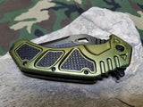 8" MTech Folding Knife Tactical Assisted A/O Green Stainless 1/2 Serrated - a873gn