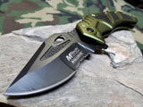 8" MTech Folding Knife Tactical Assisted A/O Green Stainless 1/2 Serrated - a873gn