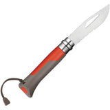 Opinel Outdoor Red No 8 Stainless Folding Pocket Knife Combo w/ Whistle 01714