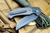 Pena Knives Mini Diesel Framelock Black Carbon Fiber Folding Knife PE13
