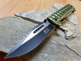 MTech 9" Folding Spring Assisted Green Tactical Pocket Knife with Glass Break - a906gn