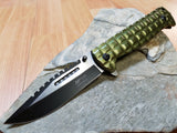 MTech 9" Folding Spring Assisted Green Tactical Pocket Knife with Glass Break - a906gn