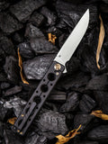 We Knife Co Ltd Black/Gold Miscreant Framelock Titanium CPM-S35VN Knife 913A