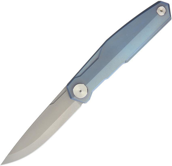 Real Steel S3 Puukko Framelock Sky Blue Titanium Handle Folding Blade Knife