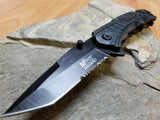 Mtech 8" Spring Assisted Aluminum Anodized Black Folding Knife - A955BK