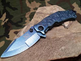 Dark Side Folding Pocket Blue Fantasy Knife  Maltese Cross - A031BL