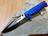 MTech 9" Folding Spring Assisted Blue Tactical Pocket Knife with Glass Break - a906bl