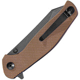 ABKT Tac Catalyst Linerlock Brown G10 Folding D2 Steel Pocket Knife 1026TW