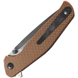 ABKT TAC Catalyst Linerlock Brown G10 Folding D2 Steel Pocket Knife 1026T