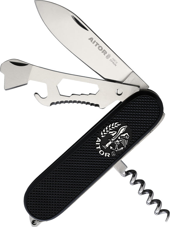 Aitor Gran Capitan Black Smooth ABS Folding Stainless Pocket Knife 16003N