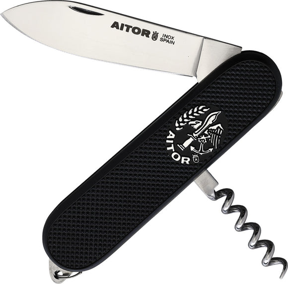 Aitor Gran Quinto Black Smooth ABS Folding Stainless Steel Pocket Knife 16035N