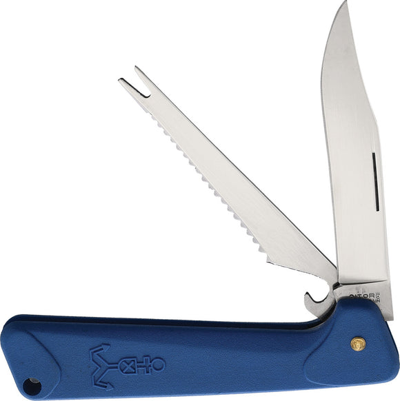 Aitor Pescador Blue Folding Stainless Clip Pt & Fish Scaler Pocket Knife 16039