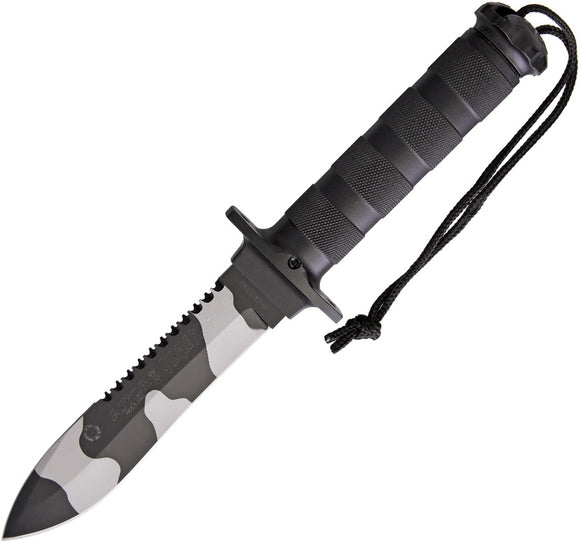 Aitor Jungle King II Black Camo Knurled Handle Black/White Stainless Fixed Blade Knife 16071