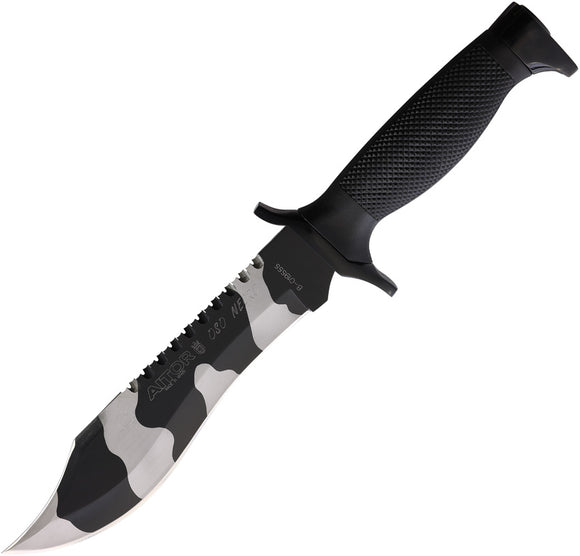 Aitor Oso Camo Black Stainless Sawback Fixed Blade Knife w/ Belt Sheath 16072
