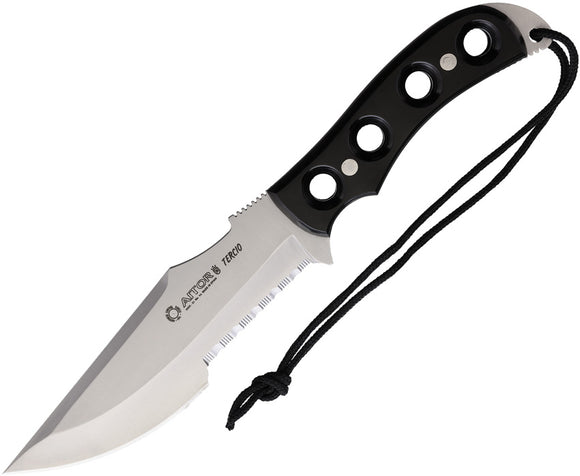 Aitor Tercio Black Wood Satin Serrated Stainless Fixed Blade Knife 16103
