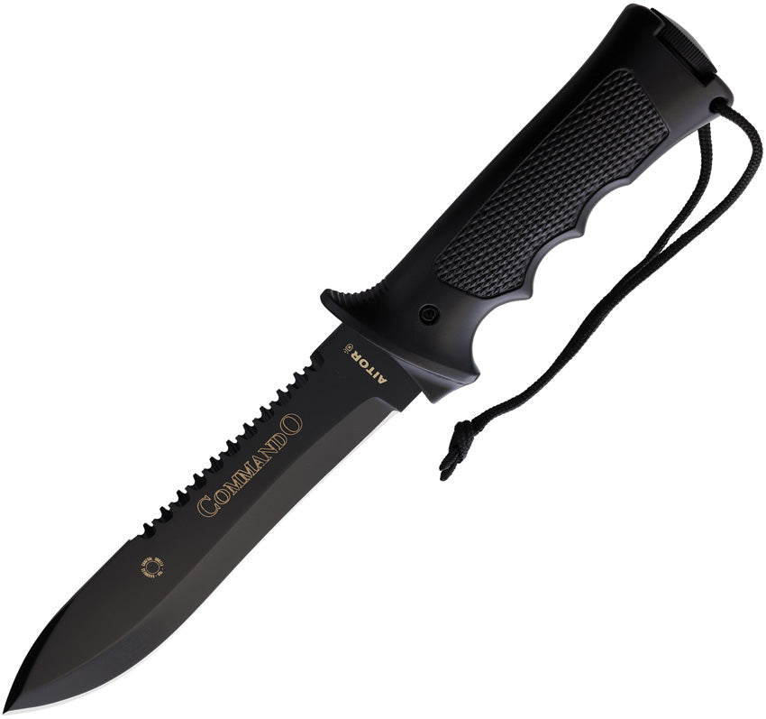 Aitor Commando Black Aluminum Handle Black Sawback Stainless Fixed