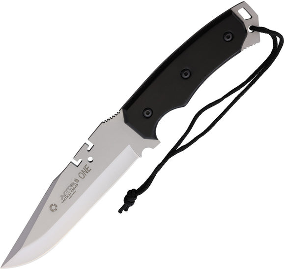 Aitor One Black Wood Stainless Clip Point Fixed Blade Knife w/ Belt Sheath 16130